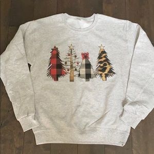 Winter Christmas holiday sweatshirt w/ cute trees